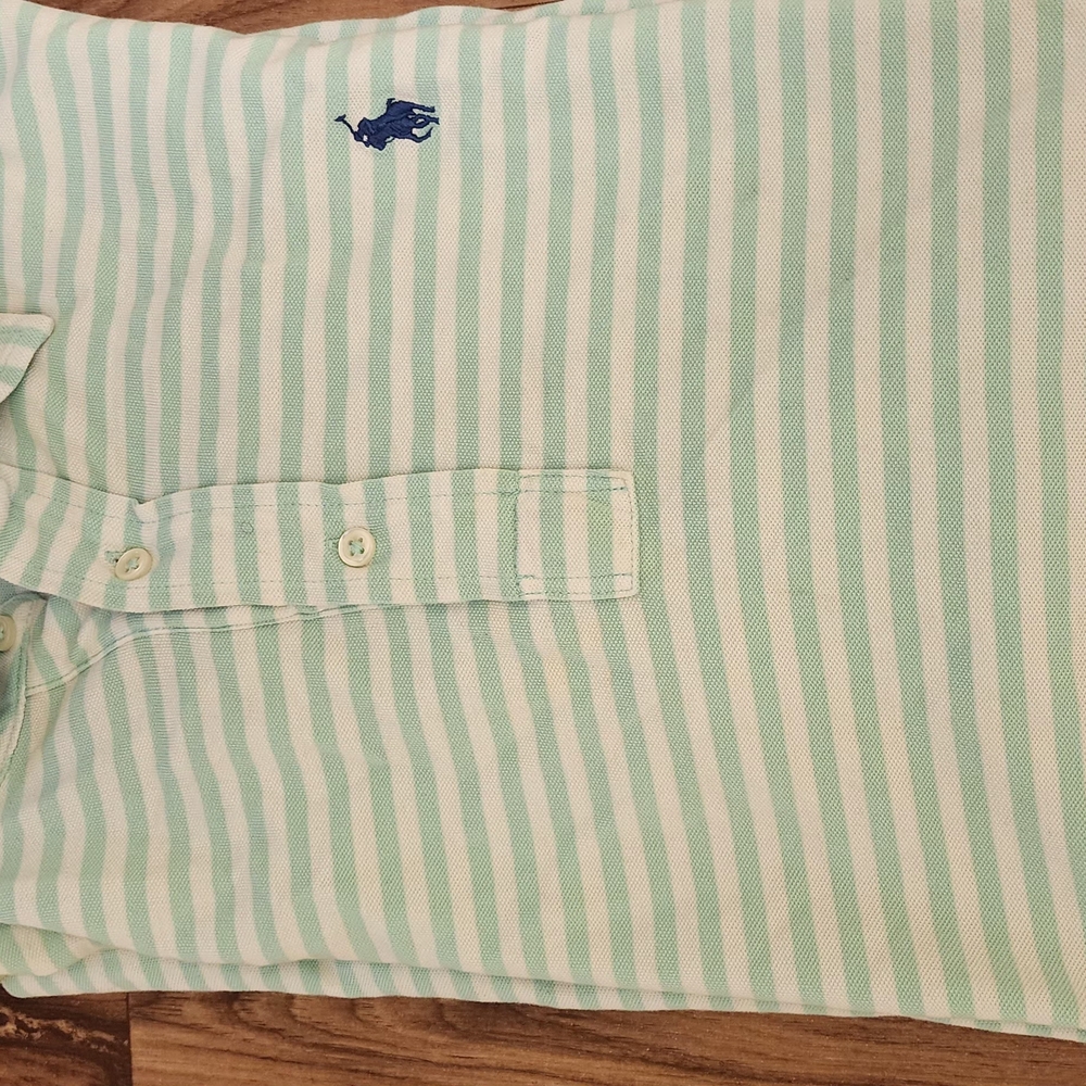 Polo by Ralph Lauren Men's Green Striped Shirt